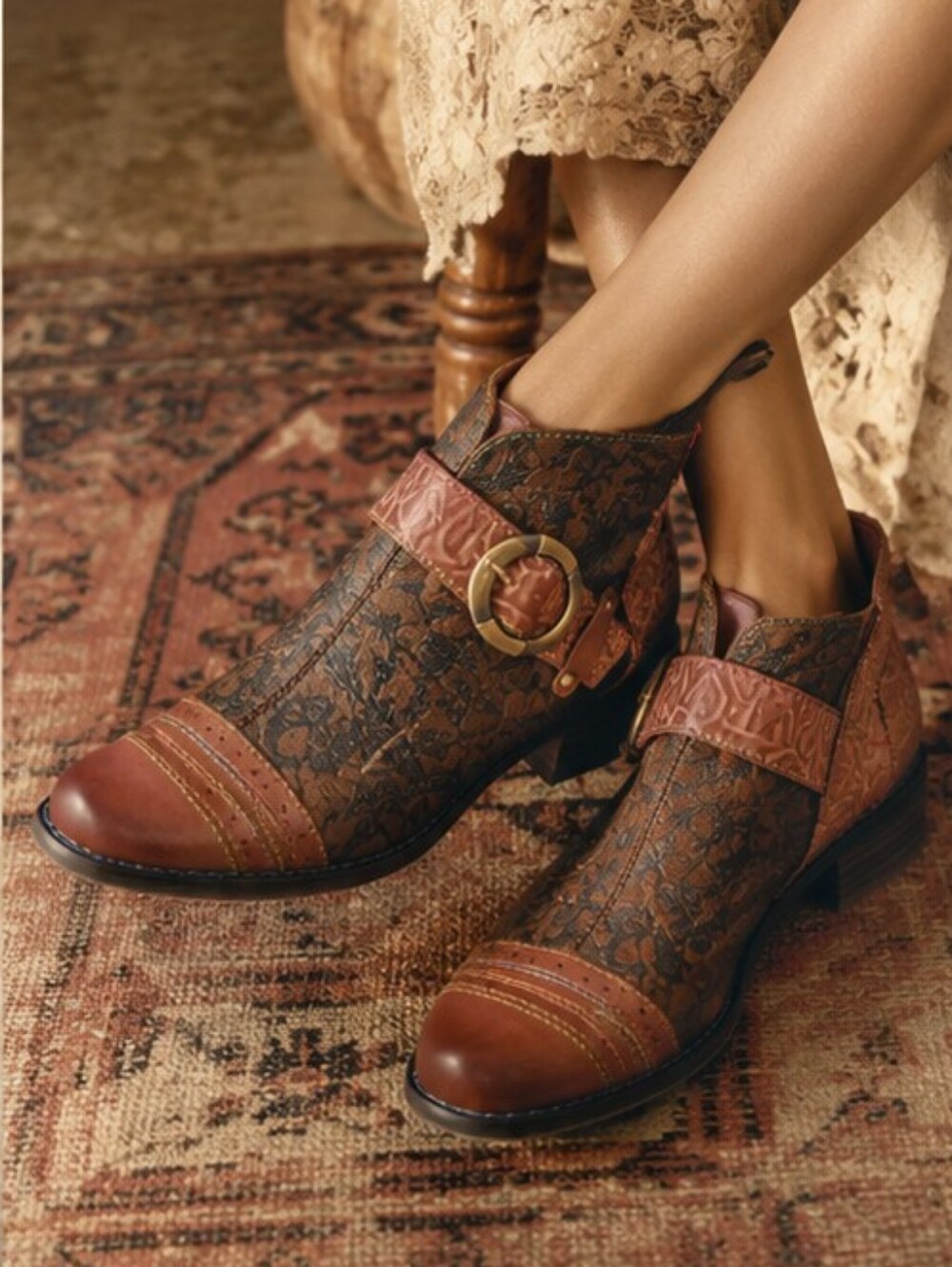 $150 Spring Step L'Artiste Georgiana Boots 39/ 8.5 Camel Multi